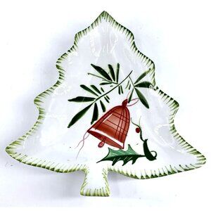 Italy Christmas Tree Shaped Candy Trinket Dish Hand Painted 7.5"